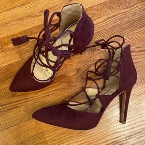 Elegant Burgundy Lace-Up Heels